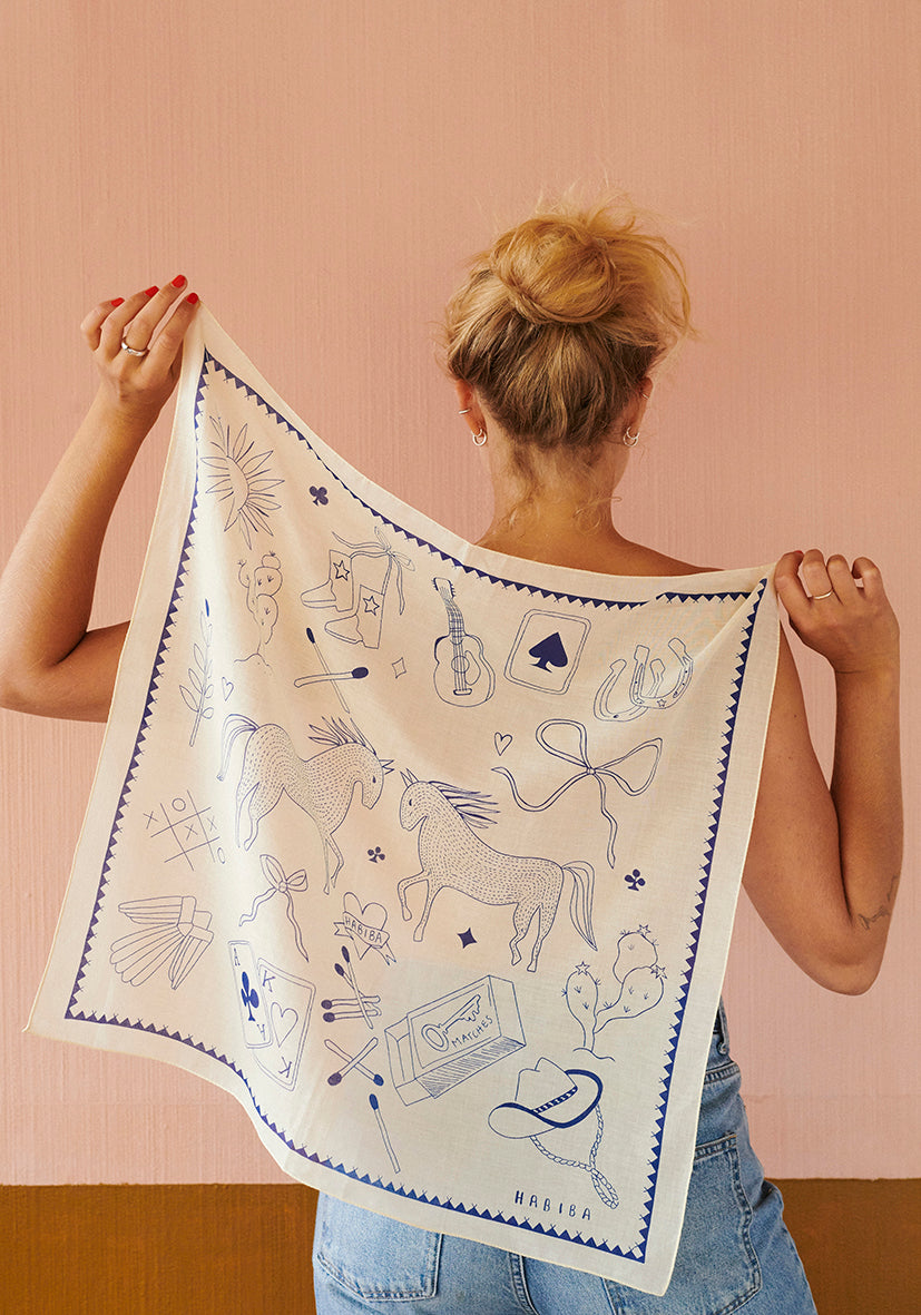 HABIBA POLLY SOLO BANDANA Bananas & Scarves JAPAN BLUE